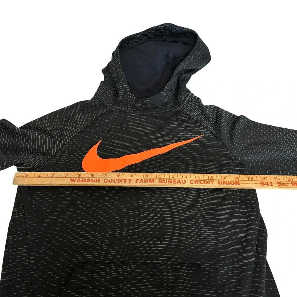 Nike Boys XL Dri-FIT Hoodie Black Orange Neon Space‎ Dye Sweatshirt Activewear